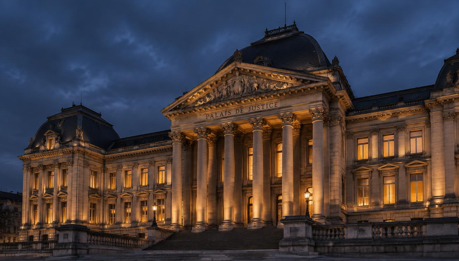 Liège courthouse at dusk
